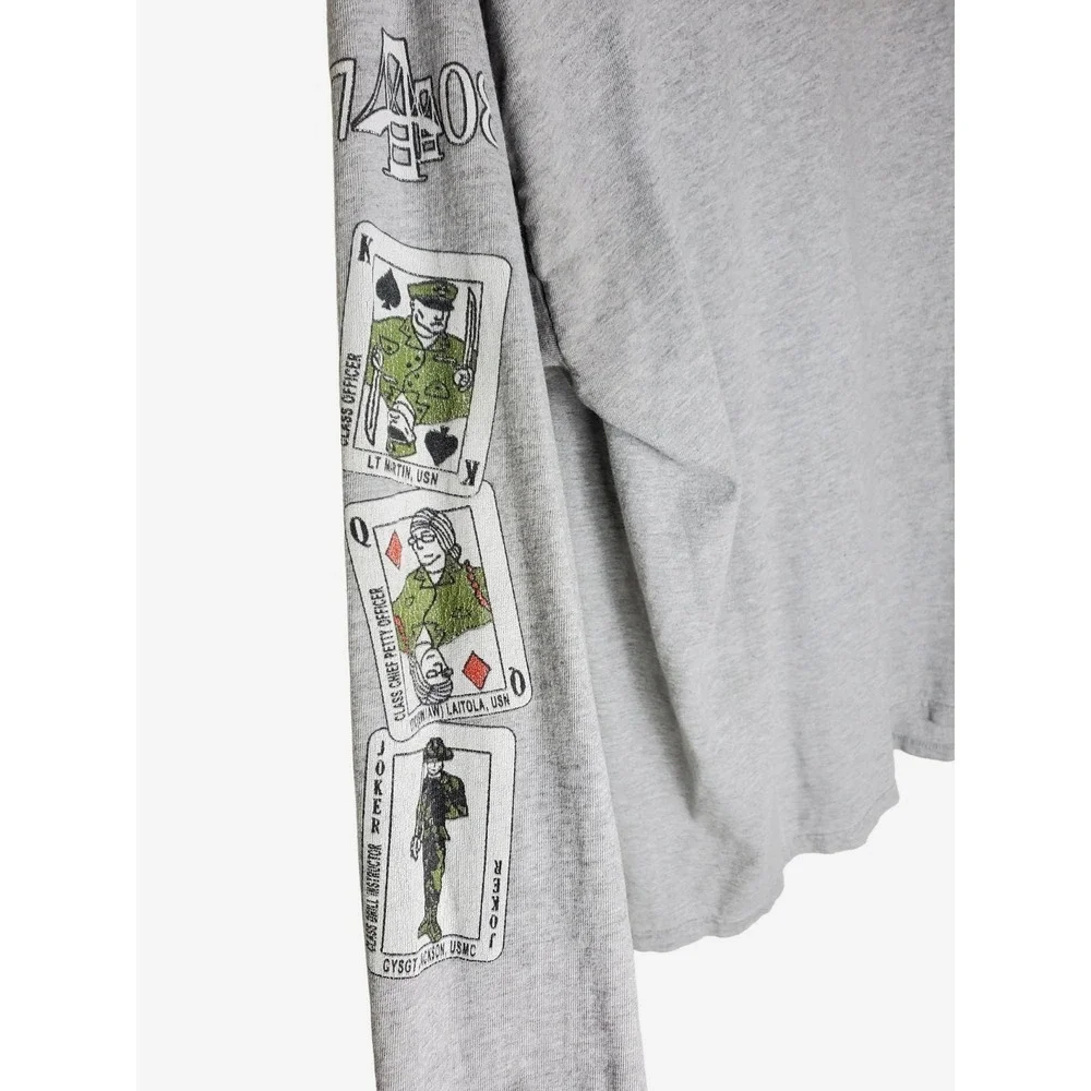 Vintage 90s Hanes Beefy T Marines USMC Long Sleeve Shirt XL Gray Graphic Navy